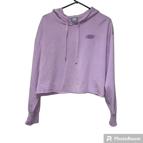 Skechers Women's Pink Washed Crop Hoodie Sweatshirt Size Large - Picture 3 of 6